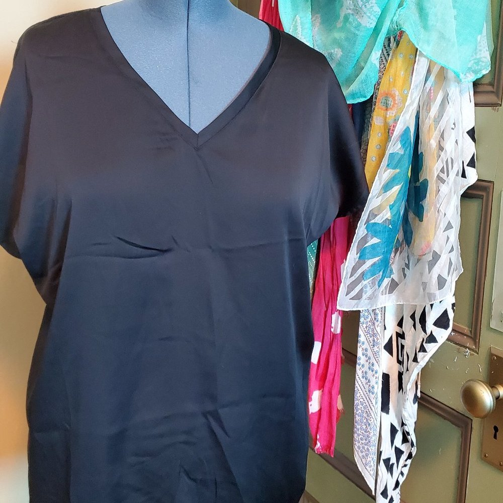 Stretchy Satin Black Tee